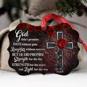 Beautiful Rose And Cross Aluminium Ornament - He Did Promise Strength For The Day AA165