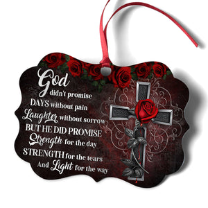 Beautiful Rose And Cross Aluminium Ornament - He Did Promise Strength For The Day AA165
