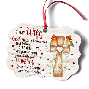 Thank You For Being My Great Life Partner - Beautiful Personalized Bird Couple Aluminium Ornament AA166