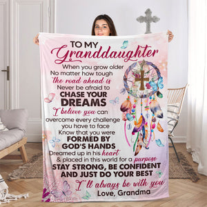Cute Dreamcatcher Fleece Blanket For Granddaughter - I’ll Always Be With You AA177