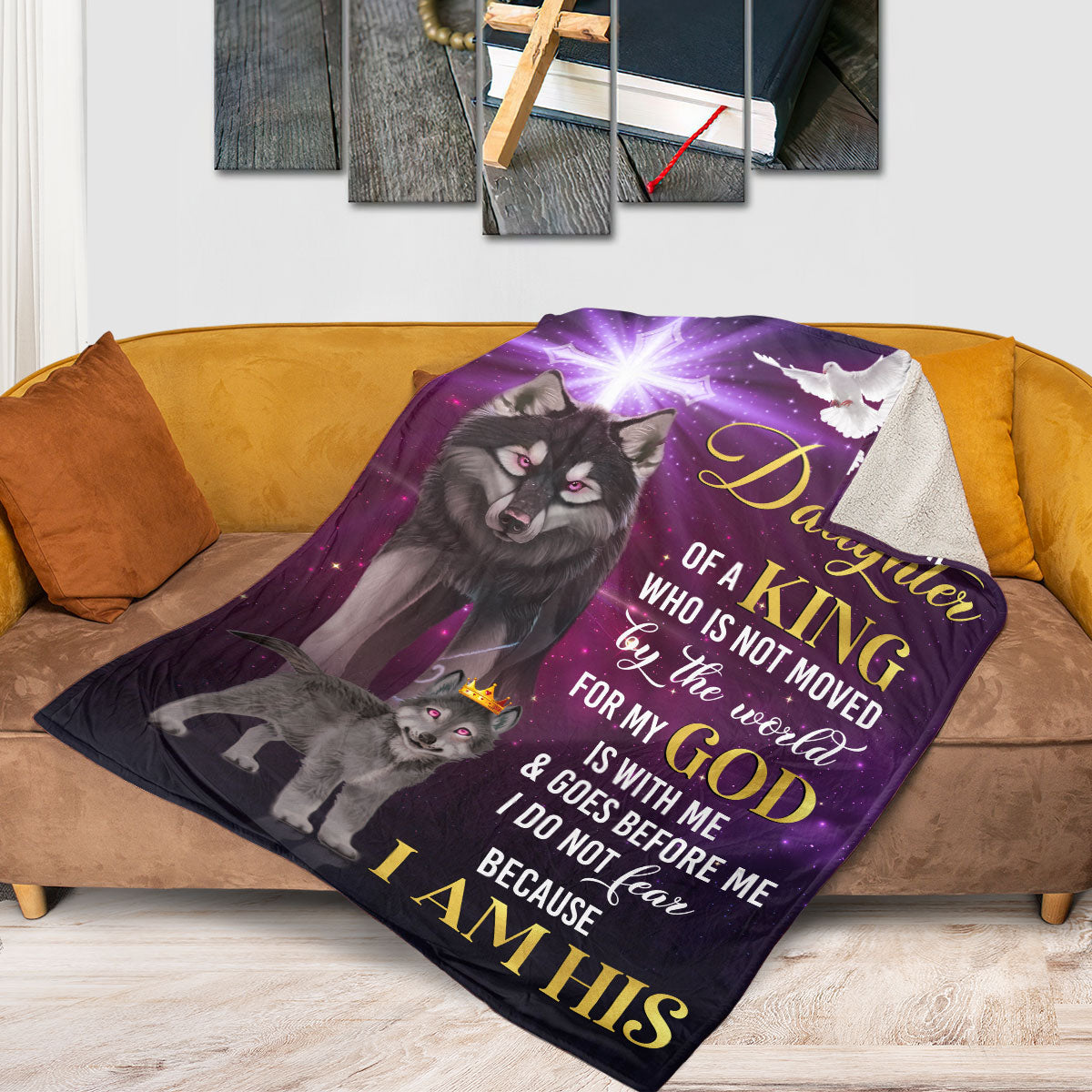 I Do Not Fear Because I Am His - Unique Wolf Fleece Blanket AA184