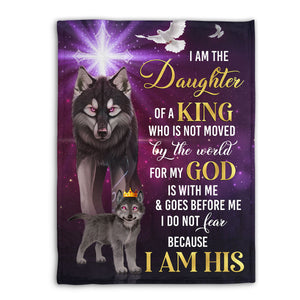 I Do Not Fear Because I Am His - Unique Wolf Fleece Blanket AA184