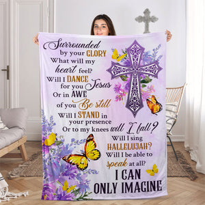Pretty Cross And Butterfly Fleece Blanket - I Can Only Imagine AA195