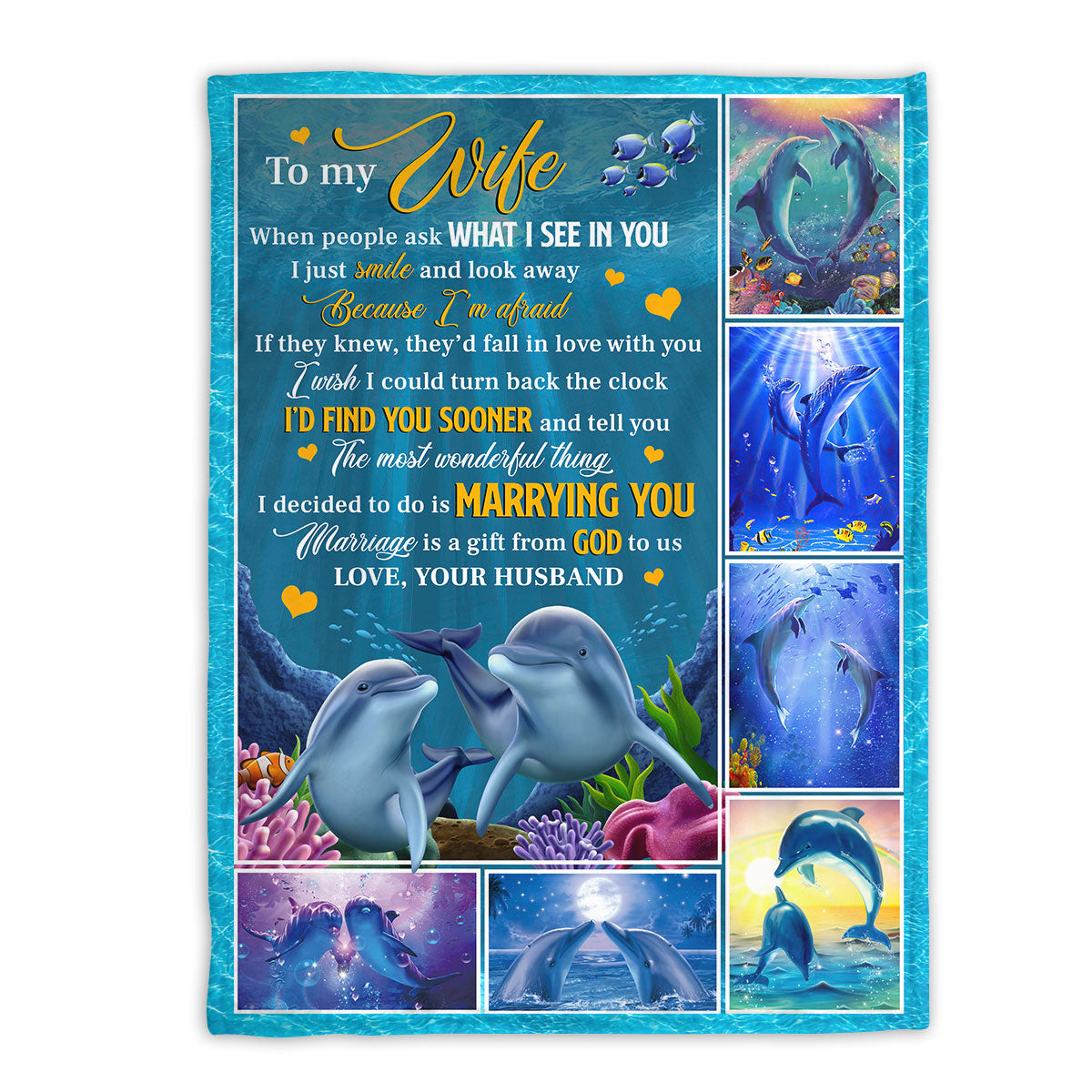 Marriage Is A Gift From God To Us Cute Dolphin Couple Fleece Blanket Jesuspirit