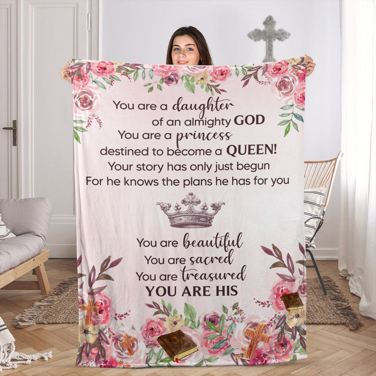 You Are A Princess - Flower Christian Fleece Blanket AA59