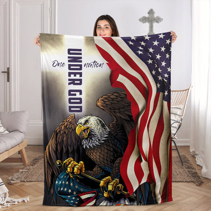 Eagle Christian Fleece Blanket - One Nation Under God AA70