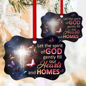 Limited Cross Aluminium Ornament - Let The Spirit Of God Gently Fill Our Hearts And Homes HM182