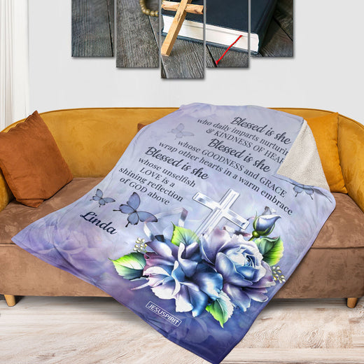 Stunning Personalized Fleece Blanket - Blessed Is She Who Daily Imparts Nurturing Care And Kindness Of Heart NUH327