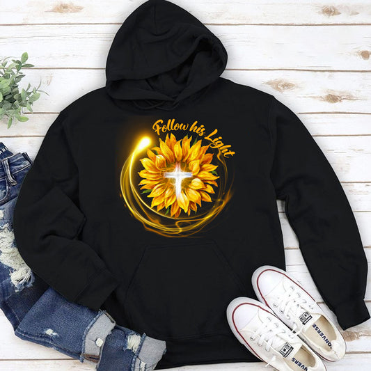 Jesuspirit Christian Unisex Hoodie | Sunflower And Cross | Follow His Light | Spiritual Gifts For Christians 2DUH763