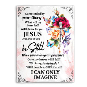 Lovely Floral Cross Fleece Blanket - Will I Dance For You Jesus HH259