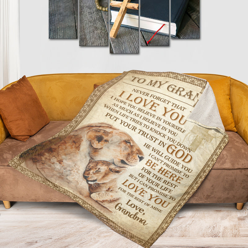 Never That I Love You Unique Lion Fleece Blanket For Grandson