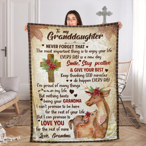 Cute Reindeers Fleece Blanket For Granddaughter - The Most Important Thing Is To Enjoy Your Life AHN181
