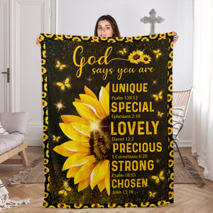 God Says You Are Forgiven - Pretty Sunflower Fleece Blanket AHN187