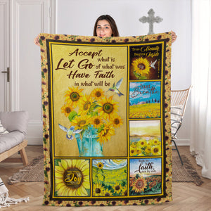 Gorgeous Sunflower Fleece Blanket - Have Faith In What Will Be AHN186