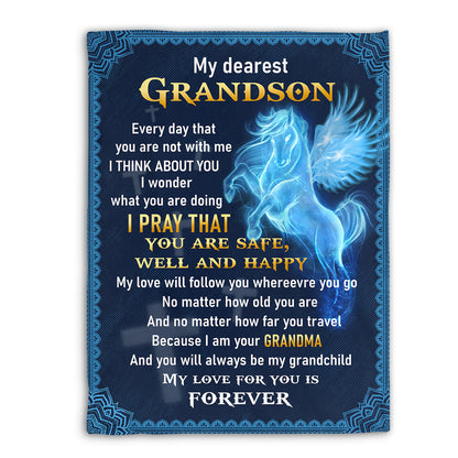 Meaningful Fleece Blanket For Grandson - My Love Will Follow You Wherever You Go AHN179