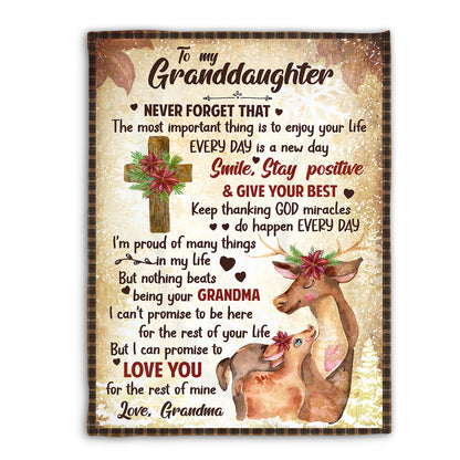 Cute Reindeers Fleece Blanket For Granddaughter - The Most Important Thing Is To Enjoy Your Life AHN181