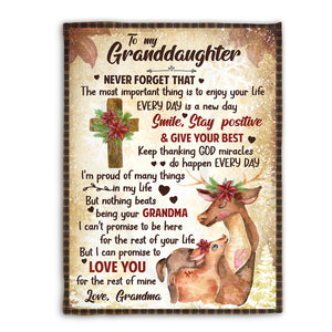 Cute Reindeers Fleece Blanket For Granddaughter - The Most Important Thing Is To Enjoy Your Life AHN181
