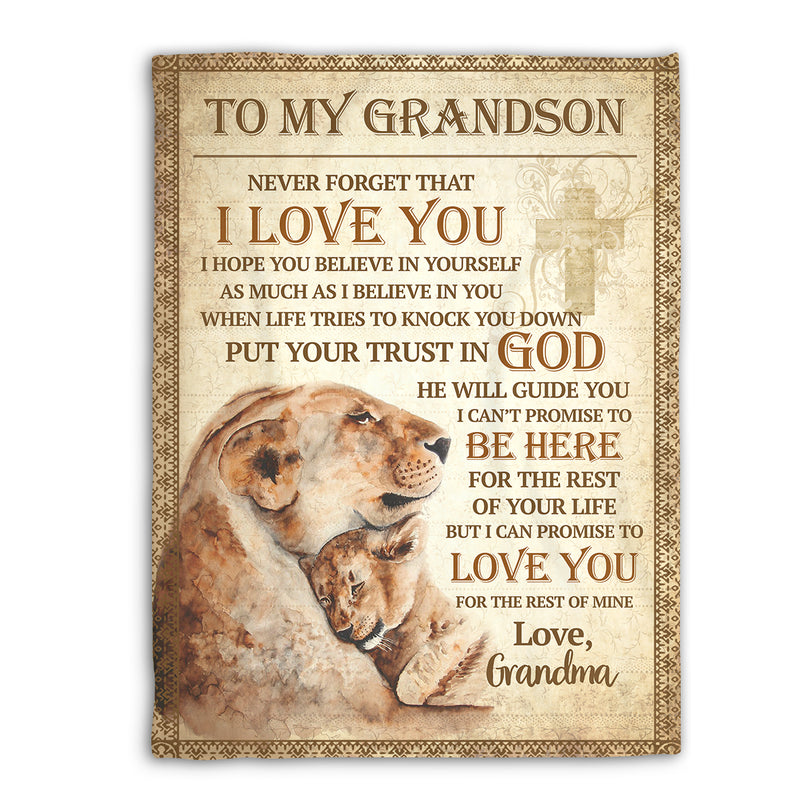 Never That I Love You Unique Lion Fleece Blanket For Grandson
