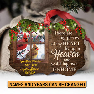 A Big Piece Of My Heart Lives In Heaven - Personalized Memorial Cardinal Bird Aluminium Ornament HIA161