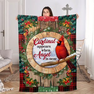 Beautiful Christmas Fleece Blanket - Cardinal Appears When Angel Is Near HIA178