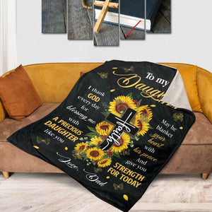 Special Gift For Daughter - Sunflower Fleece Blanket From Dad HIA20
