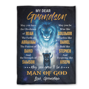 Meaningful Gift For Grandson - Lion Fleece Blanket From Grandma HIA39