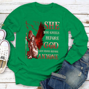 Classic Christian Unisex Long Sleeve - Who Kneels Before God Can Stand Before Anyone NUM381