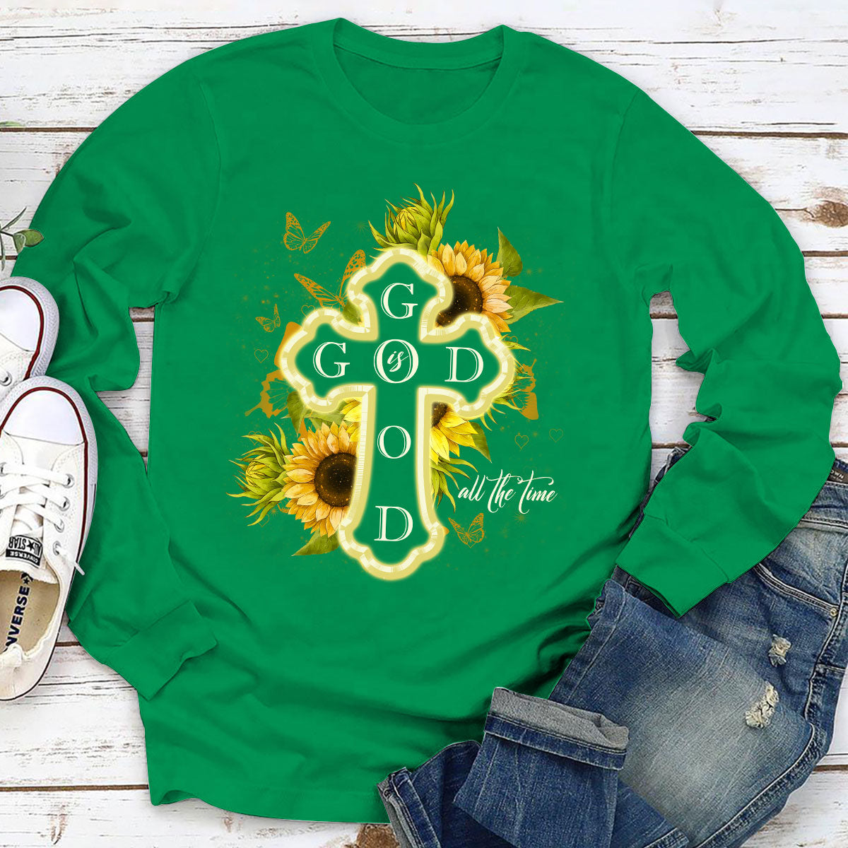 God Is Good All The Time - Lovely Cross Unisex Long Sleeve HIM251