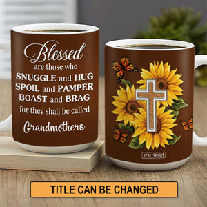 Blessed Are Those Who Snuggle And Hug - Beautiful Personalized Sunflower White Ceramic Mug NUH329