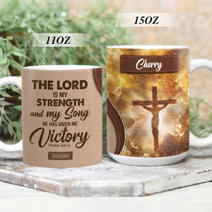 Awesome Personalized Cross White Ceramic Mug - He Has Given Me Victory NUH318