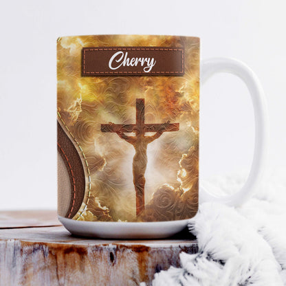 Awesome Personalized Cross White Ceramic Mug - He Has Given Me Victory NUH318