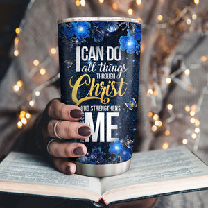 Elegant Personalized Butterfly Stainless Steel Tumbler 20oz - I Can Do All Things Through Christ Who Strengthens Me NA124