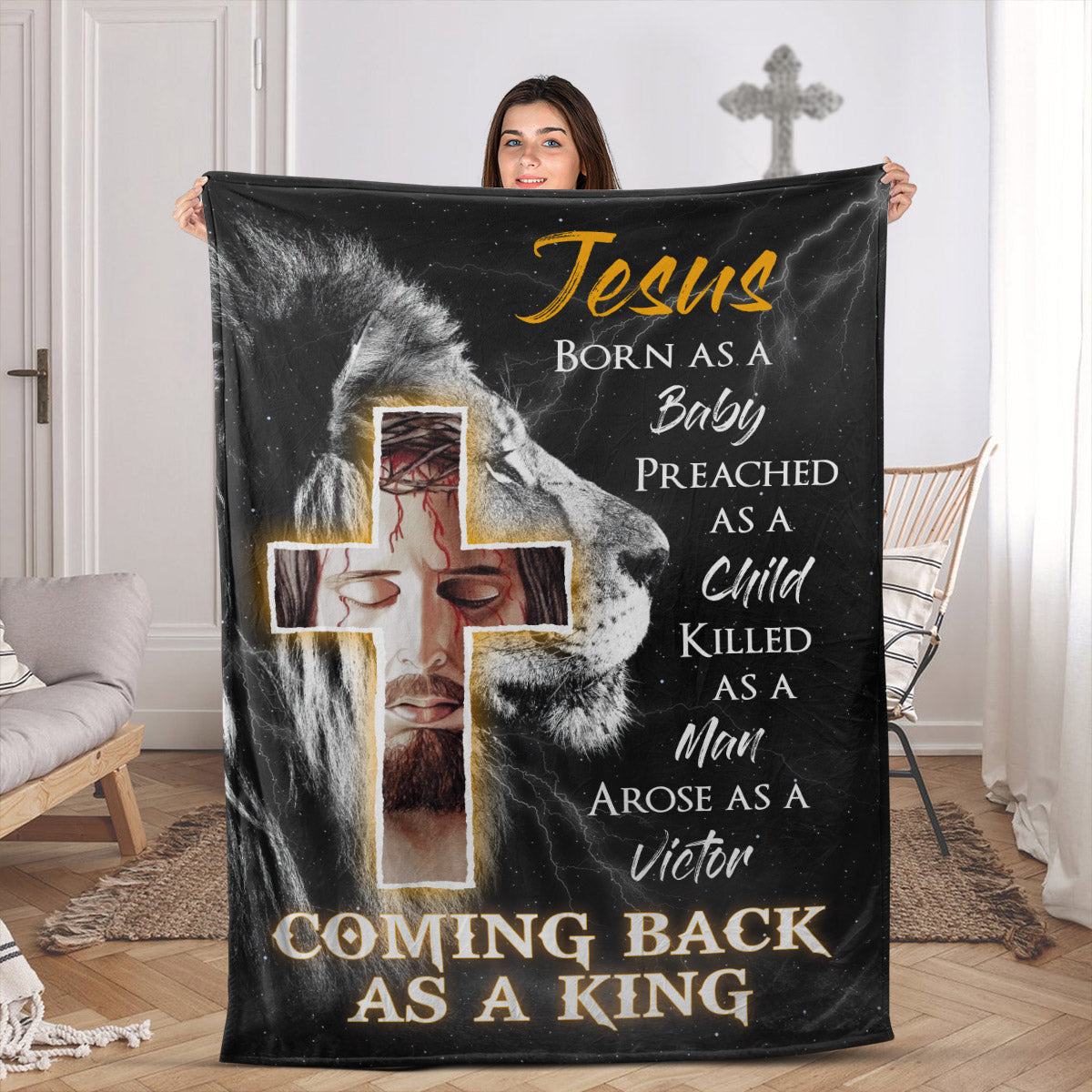 Unique Lion Fleece Blanket - Life Of Jesus NA23