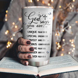 Lovely Personalized Floral Butterfly Stainless Steel Tumbler 20oz - God Says You Are Unique NUA153