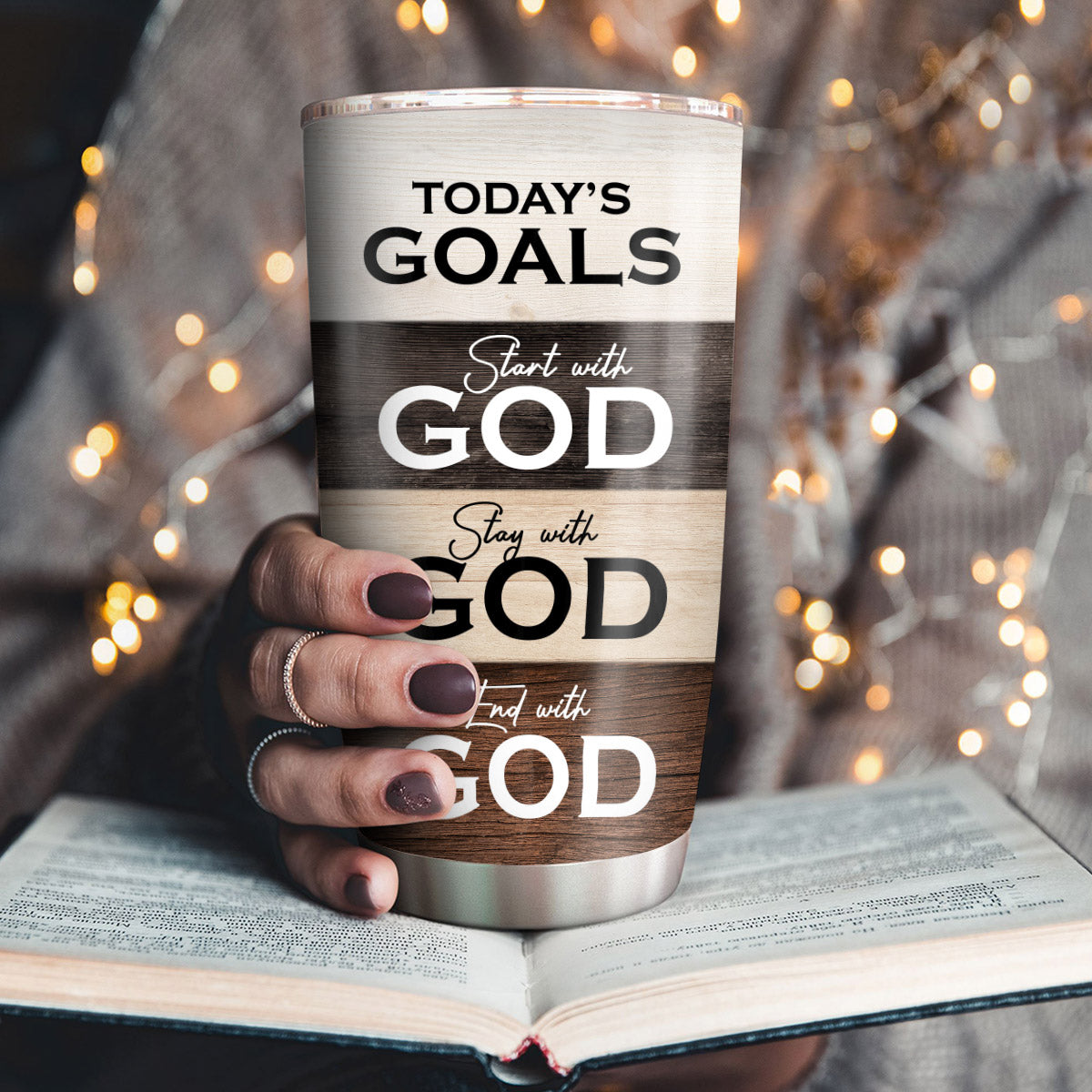 Classic Personalized Cross Stainless Steel Tumbler 20oz - Start The Day With God NUA162