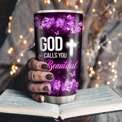 Pretty Personalized Butterfly Stainless Steel Tumbler 20oz - God Calls You Beautiful NUA170