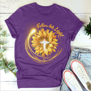 Jesuspirit | Follow His Light | Stunning Unisex T-shirt | Religious Gifts For Christian People | Sunflower And Cross 2DTH763