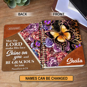 May The Lord Make His Face Shine On You And Be Gracious To You - Stunning Personalized Cross Spiral Journal NUH317
