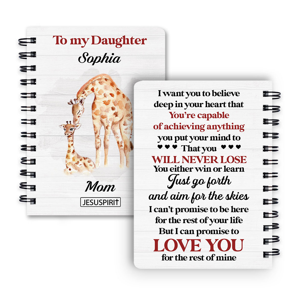 Meaningful Personalized Spiral Journal For Children - I Can Promise To Love You For The Rest Of Mine NUHN218