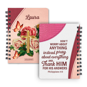 Don‘t Worry About Anything -  Pretty Personalized Cross Spiral Journal NUH326