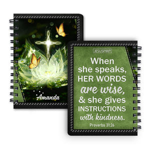 When She Speaks, Her Words Are Wise - Beautiful Personalized Spiral Journal NUHN316