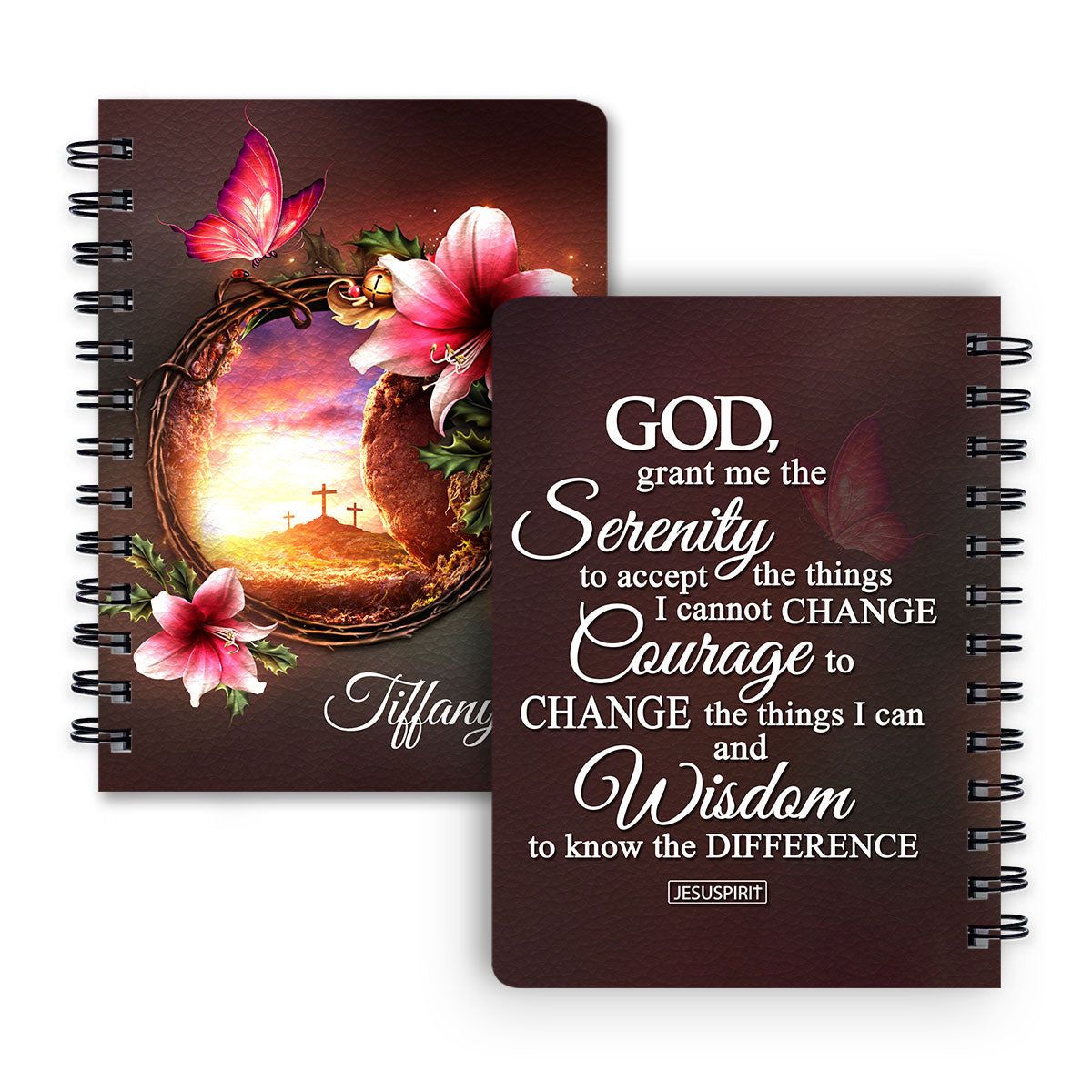 Pretty Personalized Spiral Journal - God, Grant Me The Serenity To Accept The Things I Cannot Change NUH321