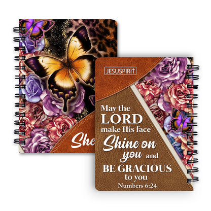 May The Lord Make His Face Shine On You And Be Gracious To You - Stunning Personalized Cross Spiral Journal NUH317