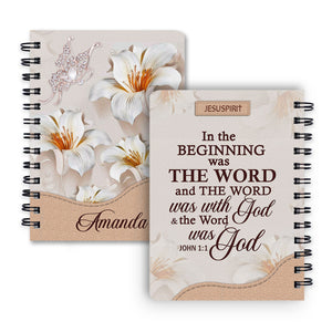 Gorgeous Personalized Butterfly Spiral Journal - The Word Was With God NUH337