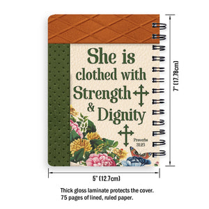 Beautiful Personalized Christian Spiral Journal - She Is Clothed With Strength And Dignity NUHN307