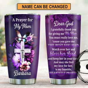 Jesuspirit | Personalized Cross Stainless Steel Tumbler 20oz | Thank God For Giving Me My Mom | Faithful Gift For Christian Mom On Mother's Day SSTHN697
