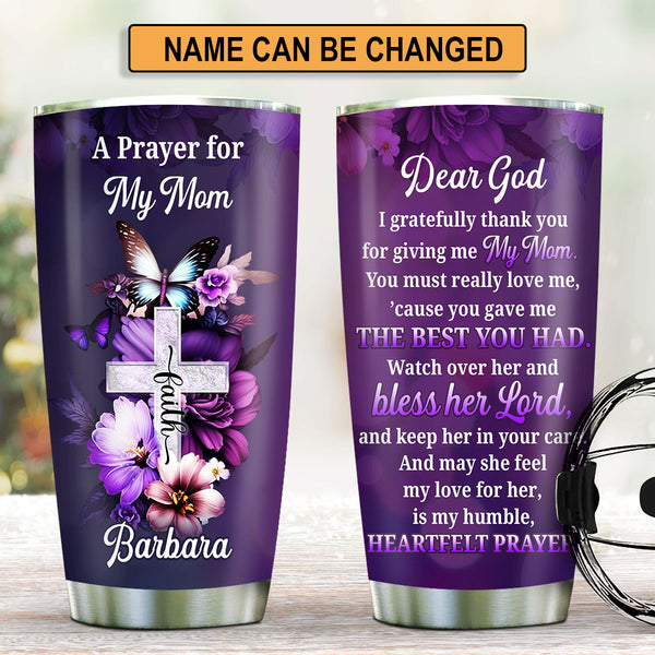 Lovely Personalized Floral Cross Stainless Steel Tumbler 20oz - I Can -  Jesuspirit