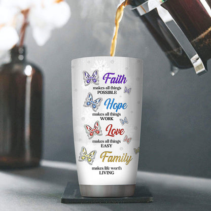 Lovely Personalized Cross Stainless Steel Tumbler 20oz - Faith Makes All Things Possible NUHN144A