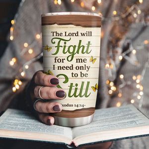 Lovely Personalized Floral Cross Stainless Steel Tumbler 20oz - The Lord Will Fight For Me NUHN230
