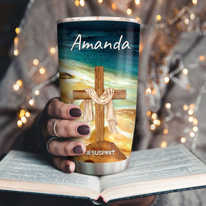 Jesuspirit | Personalized Stainless Steel Tumbler 20oz | Footprints In The Sand | Religious Gift For Christians SSTNUHN490